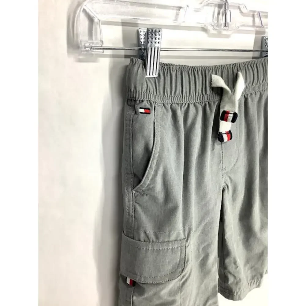 Tommy Hilfiger Boys Gray Pleated Front Cargo Shorts Kids Youth Size 5